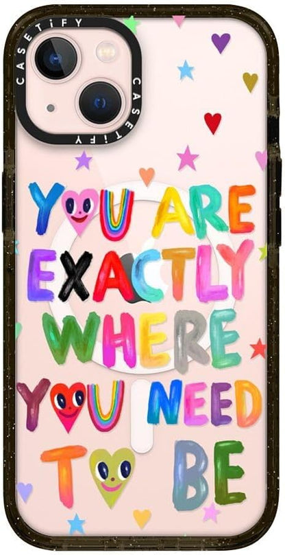 CASETiFY Impact iPhone 13 Case [ 6.6ft Drop Protection/Compatible with Magsafe ] You are Exactly Where You Need to be - Clear Black