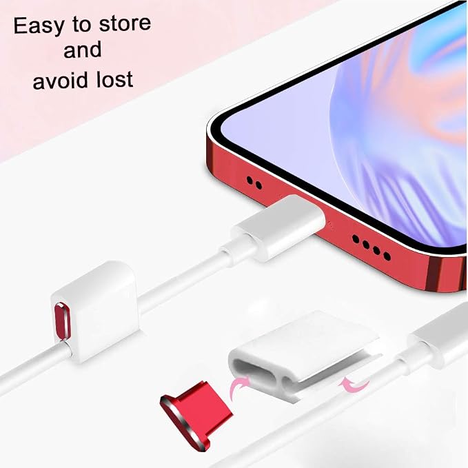 USB C Port Dust Cover Plug Cap 2 Metal Anti Dust Protectors for Smartphone MacBook Pro Air Charging Port Compatible with Samsung Galaxy S24 S23 S22 S21(Red)