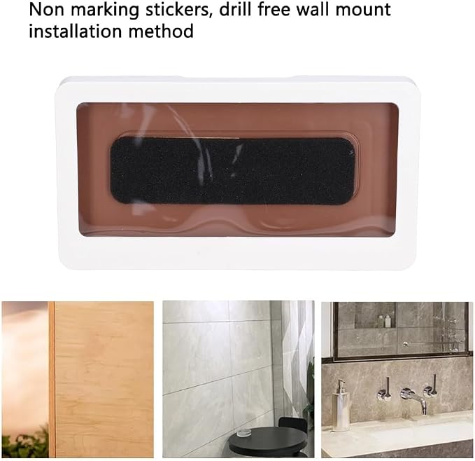 Touchable Waterproof Shower Phone Holder - No Drill Wall Mount for 6.8" Devices, Anti-Fog Tablet Bathroom Caddy with Sticker Installation(White)
