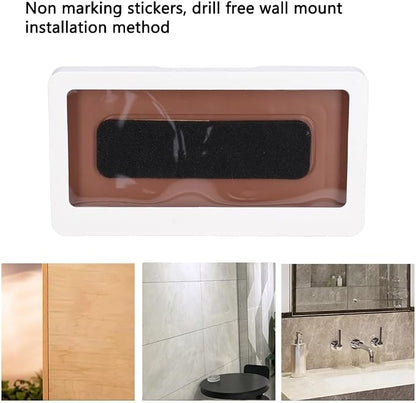 Touchable Waterproof Shower Phone Holder - No Drill Wall Mount for 6.8" Devices, Anti-Fog Tablet Bathroom Caddy with Sticker Installation(White)