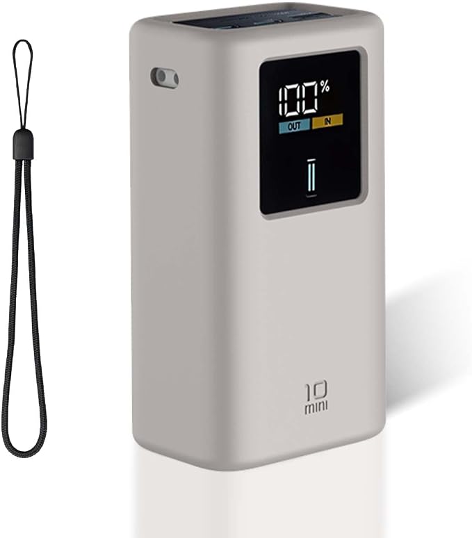 Silicone Case for CUKTECH 10 Mini Power Bank (10000mAh 55W) Full-Body Protective Cover for CUKTECH 10 Mini Portable Charger,Precise Port Cutouts (Case Only) Grey