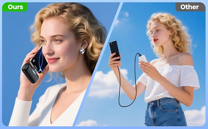 [2-Pack]Mini Portable Charger for iPhone 17/16,5500mAh LCD Display USB C Power Bank,Fast Phone Charging Travel Pocket Size Battery Pack for iPhone 17/17 Pro Max/Air/16/15 Series,Android(Black+Silver)