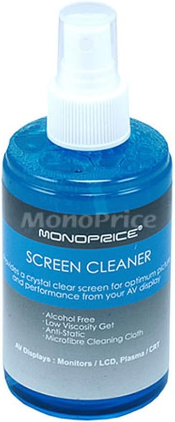 Monoprice 105176 Universal Screen Cleaner (Large Bottle, Blister Pack) for LCD and Plasma TV, all iPad, iPhone, Galaxy Tab, and Smartphones,200ml (Blister Pack), Blue