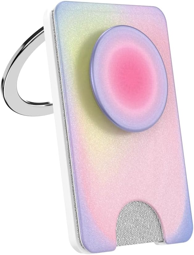 PopSockets Kick-Out Wallet for MagSafe, Adjustable Kickstand, Magnetic Stand, Rainbow - Aura