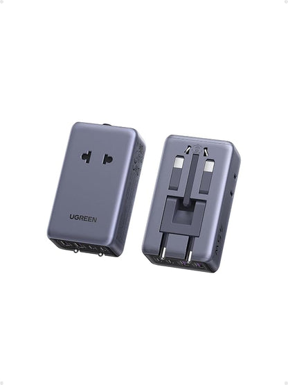 UGREEN 45W Universal Travel Plug Adapter, 6-Port (2 USB-C, 2 USB-A, 2 AC) International Power Adapter, Ultra Thin Power Adapter for 200+ Countries, Worldwide Compact Travel Essentials, Black