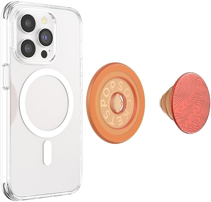 PopSockets Phone Grip for MagSafe, Magnetic Holder, Phone Stand, Orange - Topo