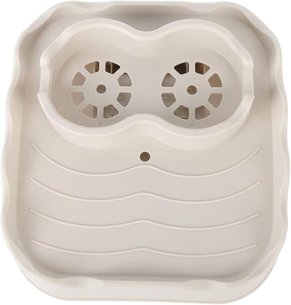Tiiyee Hot Tub Table Tray, Inflatable Spa Drink Holder Snacks Tray Nonslip Caddy Holds 2 Drinks Adjustable Width for Outdoor Pool Hotub All Weather Aboveground Bathtub with Drain Holes(Beige)