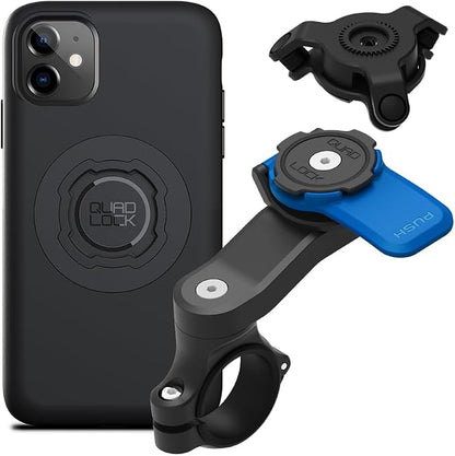 Quad Lock Motorcycle Handlebar Mount Kit with Vibration Dampener and MAG Phone Case for iPhone 11