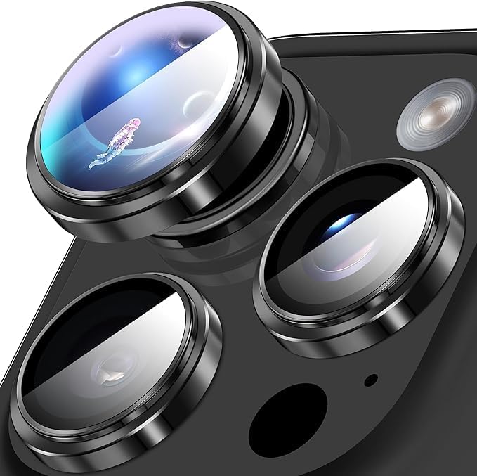 for iPhone 16 Pro/iPhone 16 Pro Max Camera Lens Protector Anti-Scratch Lens Cover, 9H+ Tempered Glass Camera Screen Protector, HD View w/Night Shoot, Shatterproof, Black Titanium