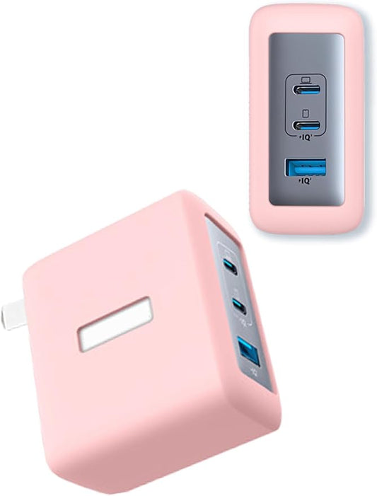 Case for Anker Nano 100W USB-C Charger (Model: A2145), Kids-Friendly Soft Silicone Protective Cover, Shockproof, Waterproof (Pink)