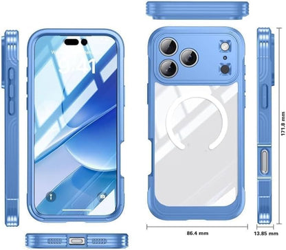Clear Case for Iphone17pro Max/17/17Pro/17Air, Screen and Camera Protection Military Drop Cover Antiskid Soft Hard Combination Magnetic Shell (17,Blue) (17 Air,Black)