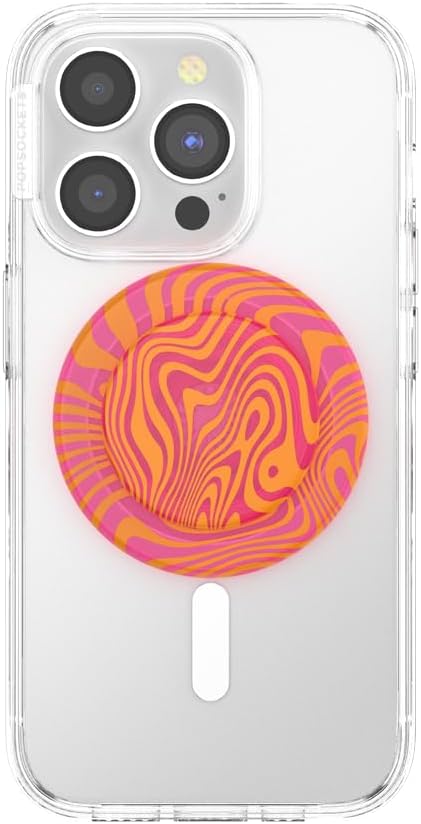 PopSockets Phone Grip for MagSafe, Magnetic Holder, Phone Stand - Swirl Aviation Orange