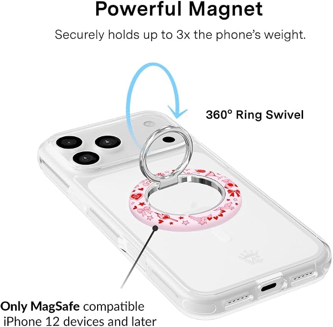 VELVET CAVIAR Compatible with MagSafe Phone Grip 2.0 | Cute Magnetic Ring Holder | Finger Loop Kickstand | Pop On Accessory for iPhone 17, 16, 15, 14, 13, 12 | Be Mine