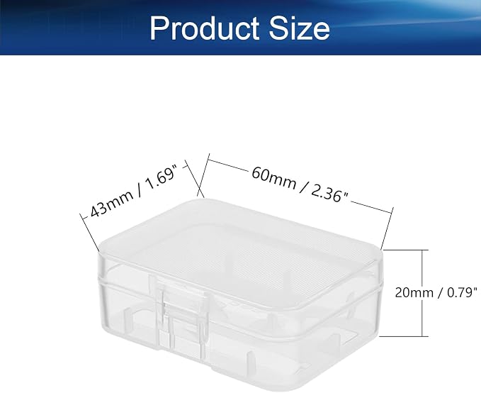 Heyiarbeit Battery Organizer Box PP Battery Storage Case Battery Holder Storage for 18500 Carrying Battery Transparent 2Pcs
