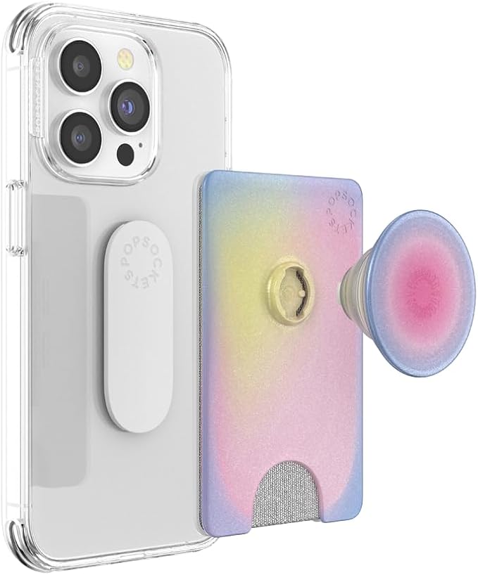 PopSockets Adhesive Phone Wallet and Card Holder with Grip, Purple - Aura