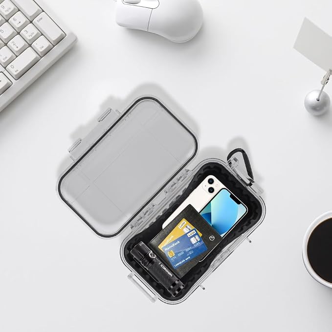 Tiiyee Small Waterproof Storage Case, Outdoor Survival Waterproof Dry Box Protective Case Shockproof Airtight Carry Box Container Floating Hard Shell for EDC Tools Phone Keys Watches Travel Fishing
