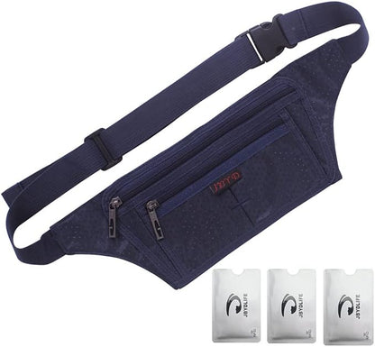 Naoki Outdoor Sports Running Jogging Cycling Hiking Camping Climbing Travel Ultra-thin Waterproof Polyester Waist Pack/Bag Runner Belt(Dark Blue)