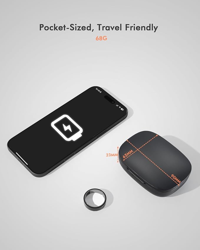 Doohoeek Updated Charging Case Compatible with Oura Ring 4 & 3 Charger, Wireless Power Station Fits Official Chargers & Fit All-Sized Rings Gen 4 & 3 1000mAh (Official Charger NOT Included), Black
