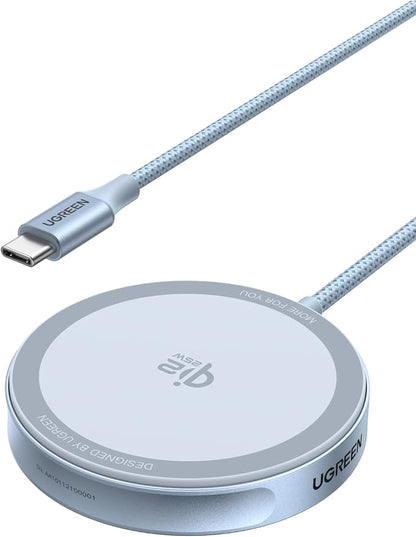 UGREEN Qi2 25W Fast Wireless Charger Pad, MagSafe Compatible Charging for iPhone 17 Pro Max and Airpods, Compact Desk Charging Pad