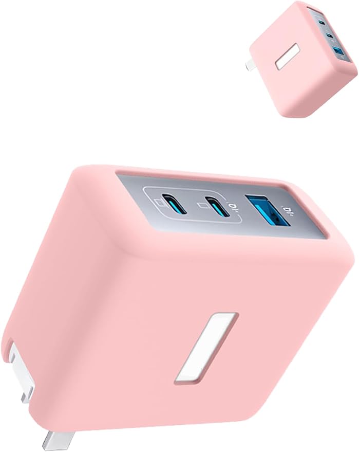 Case for Anker 100W USB C Charger (GaN II), WUNIAK Soft Silicone Protective Portable Scratch Shock Resistant Shell, Protective Case for Anker 736 Charger (A2145/B2145), Pink