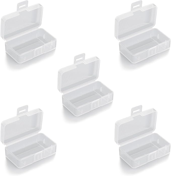Heyiarbeit Battery Organizer Box PP Battery Storage Case Battery Holder Storage for 9V Carrying Battery Transparent 5Pcs