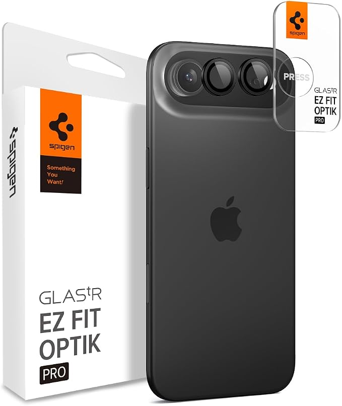 Spigen Camera Lens Screen Protector [GlasTR EZ Fit Optik Pro] Designed for iPhone Air [Case Friendly] - Black [2 Pack]