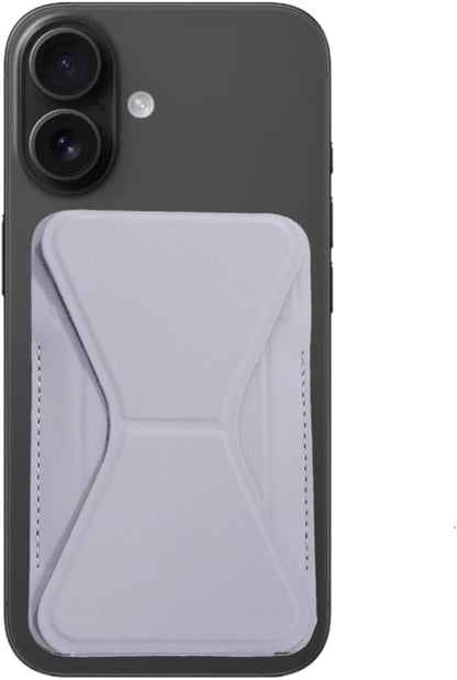 for MagSafe Wallet RFID Blocking, 2 Card Holder, Stand Strong Magnetic Grip, Slim Leather Phone Wallet, Compatible with iPhone 17/16/15/14/13/12 Series (Gray Small Support)