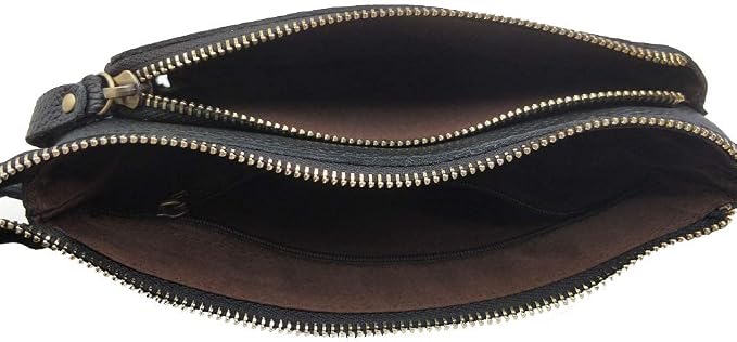 Vintage Leather Waist Bag Fanny Pack for Men Women Hip Bum Bag Belt Slim Cell Phone Purse Wallet Vintage Retro Crossbody Sling Pouch Black