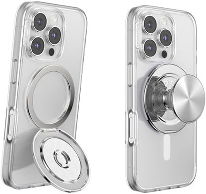 PopSockets Kick-Out Grip for MagSafe, Adjustable Kickstand for Portrait or Landscape, Magnetic Stand, Silver - Silver