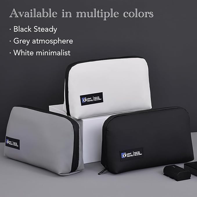 Tech Pouch,Travel Cord Rrganizer Case,Waterproofing Data Cable Storage Bag，9inches*5inches,For Charger, Cables, USB Drive,Phone,Power Bank,Memory Card(White)