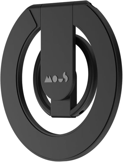 Mous Magnetic Phone Grip and Stand MagSafe and Pixelsnap Compatible -360 Degree Rotation Ring Holder and Kickstand for iPhone 17/16/15/14, Pixel 10, S26/S25 Series Black