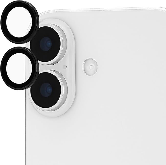 Case-Mate Camera Lens Protector with Aluminum Black Rings for iPhone 17 - Double Tempered Glass, Anti-Scratch - Ultra HD View with Night Shooting, Case Friendly, Easy Install