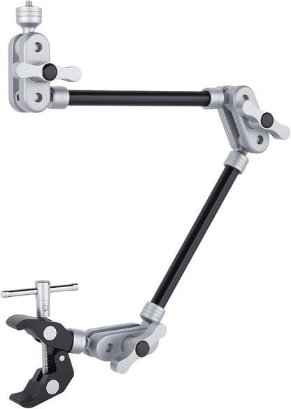 UTEBIT 22" Magic Arm w Clamp Mount, Desk Camera Mount Articulating Friction Boom w Arm 1/4" Thread Adapter, Overhead Desk Phone Mount for Video Light Webcam Microphone Action Camera Content Creators