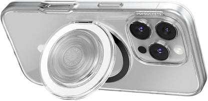 PopSockets Kick-Out Grip for MagSafe, Phone Grip with Built-in Phone Stand, Adjustable Kickstand for Portrait or Landscape, Strong Magnetic Hold, Wireless Charging Compatible - Clear