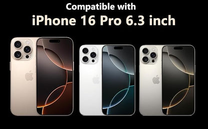 LXK Magnetic Invisible Stand for iPhone 16 Pro Case 6.3" Compatible with MagSafe, Military-Grade Protection, with Camera Protector, Clear Scratch-Resistant Back Cover for iPhone 16 Pro, Black Titanium