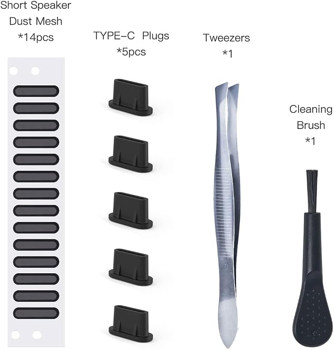 5PACK USB C Dust Plug Type C Port Cover for iPhone 17/16/15 Pro Max Plus Speaker Mesh Cover Protector for iPhone 16/15, Samsung Galaxy S25 S24 S23 S22 S21, MacBook, USB C Port Dustproof Adhesive Cover