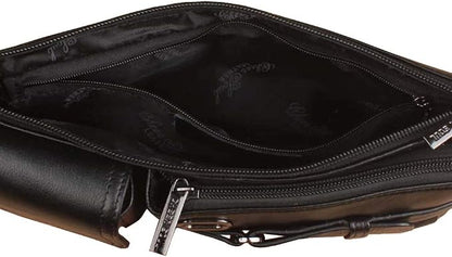 KPYWZER Vintage Leather Waist Bag Fanny Pack for Men&Women Hip Bum Bag with Adjustable Strap for Outdoors Workout Traveling Casual Running Hiking Cycling Black