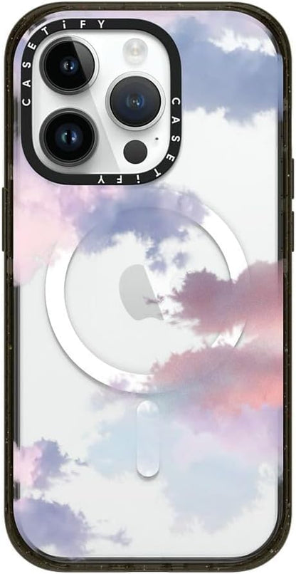 CASETiFY Impact iPhone 14 Pro Case [4X Military Grade Drop Tested / 8.2ft Drop Protection/Compatible with Magsafe] - Clouds - Glossy Black