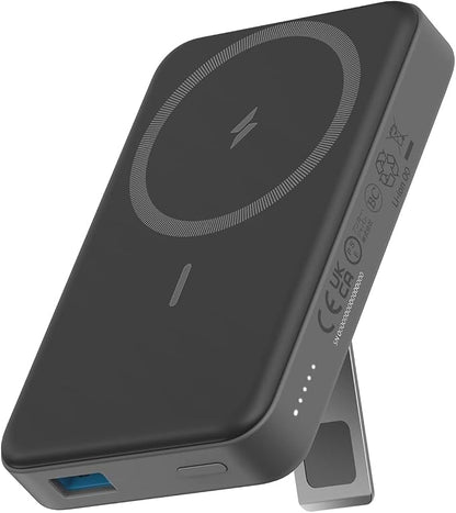 Anker 633 Magnetic Battery, 10,000mAh Foldable Wireless Portable Charger, 20W USB-C Power Delivery Power Bank with Stand, Magsafe-Compatible for iPhone 16/15/14/13/12 Series (Black)