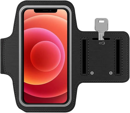 MMOBIEL Sports Armband Compatible with iPhone 17/17 Pro Max/16/16 Pro/15/15 Pro Max/14/14 Pro Max/13/13Pro/13 Pro Max/12/12Pro/12 Pro Max/11-6.8" (Black) Soft Stretch Reflective Adjustable