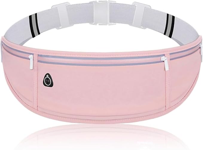 Running Belt Fanny Pack for Women，Water Resistant Large Capacity Waist Pack for iPhone 16 15 14 13 Samsung，Lightweight Running Phone Holder，Slim Money Belt Running Pouch for Hiking Outdoor Pink