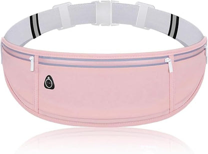 Running Belt Fanny Pack for Women，Water Resistant Large Capacity Waist Pack for iPhone 16 15 14 13 Samsung，Lightweight Running Phone Holder，Slim Money Belt Running Pouch for Hiking Outdoor Pink