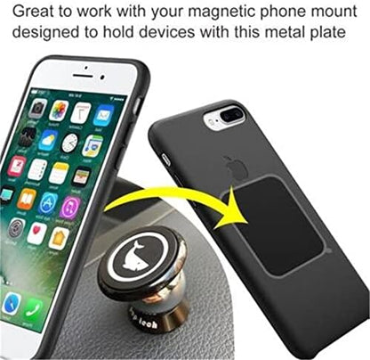 Replacement Metal Plates Set for Magnetic Car Phone Holders, Wall & Air Vent Mounts, Cases, Magnets. Kit of 8 Black Round Iron Discs Without Holes. 3M Adhesive Backing. Matte Steel Sheets 8 Pack