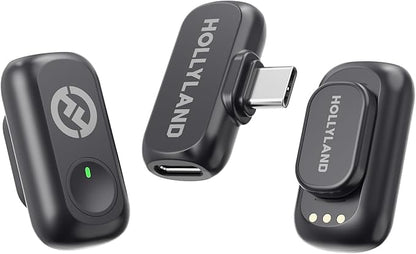 Hollyland Lark A1 Wireless Microphone for iPhone & Android, 48kHz/24-bit Studio Audio, 3-Level Noise Cancellation, 200m Range, Magnetic Mini Mic for Video Recording & Live Streaming (2TX + USB-C RX)
