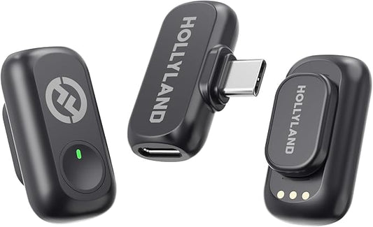 Hollyland Lark A1 Wireless Microphone for iPhone & Android, 48kHz/24-bit Studio Audio, 3-Level Noise Cancellation, 200m Range, Magnetic Mini Mic for Video Recording & Live Streaming (2TX + USB-C RX)