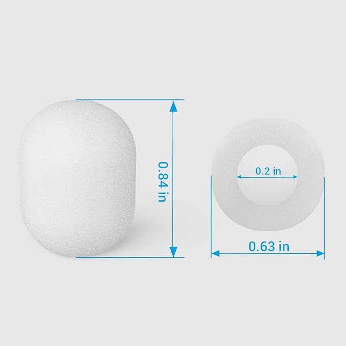 Cubilux Foam Cover for Lavalier Lapel Microphone, Windscreen for Mini Clip-On Lav MIC, Foam Cover, 10-Pack, White