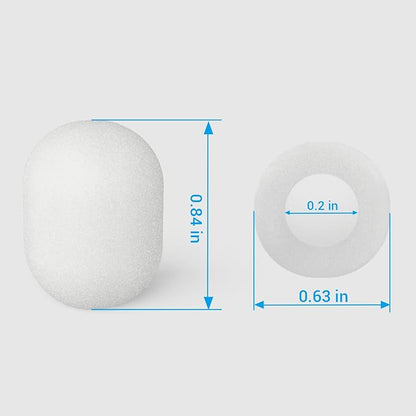 Cubilux Foam Cover for Lavalier Lapel Microphone, Windscreen for Mini Clip-On Lav MIC, Foam Cover, 10-Pack, White