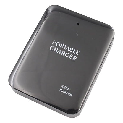 Black USB 4 AA Battery Emergency Charger Power Bank Case Fit for Cell Phone