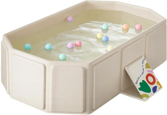 Portable Bathtub, Foldable Bathtub No Installation, Bathroom SPA Soaking Tub, Shower Stall Collapsible Hot & Ice Bath Tub (Light White, 29.5"L x 17.7"W x 9.8"H)