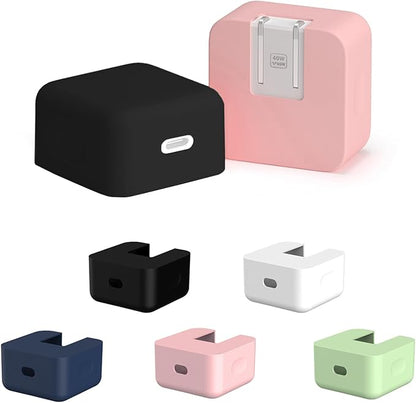 40W Soft Silicone Charger Sleeve Case Protective Cover for Apple 40W Power Adapter & 60W Max Charger, with iPhone 17/16/15, MacBook Air 13/13.6/15, Apple Watch Accessories. Black
